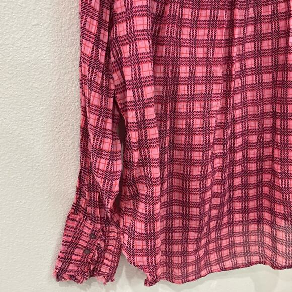Free people, blouse button down, fuchsia, pink size, small, long sleeve - Picture 9 of 9
